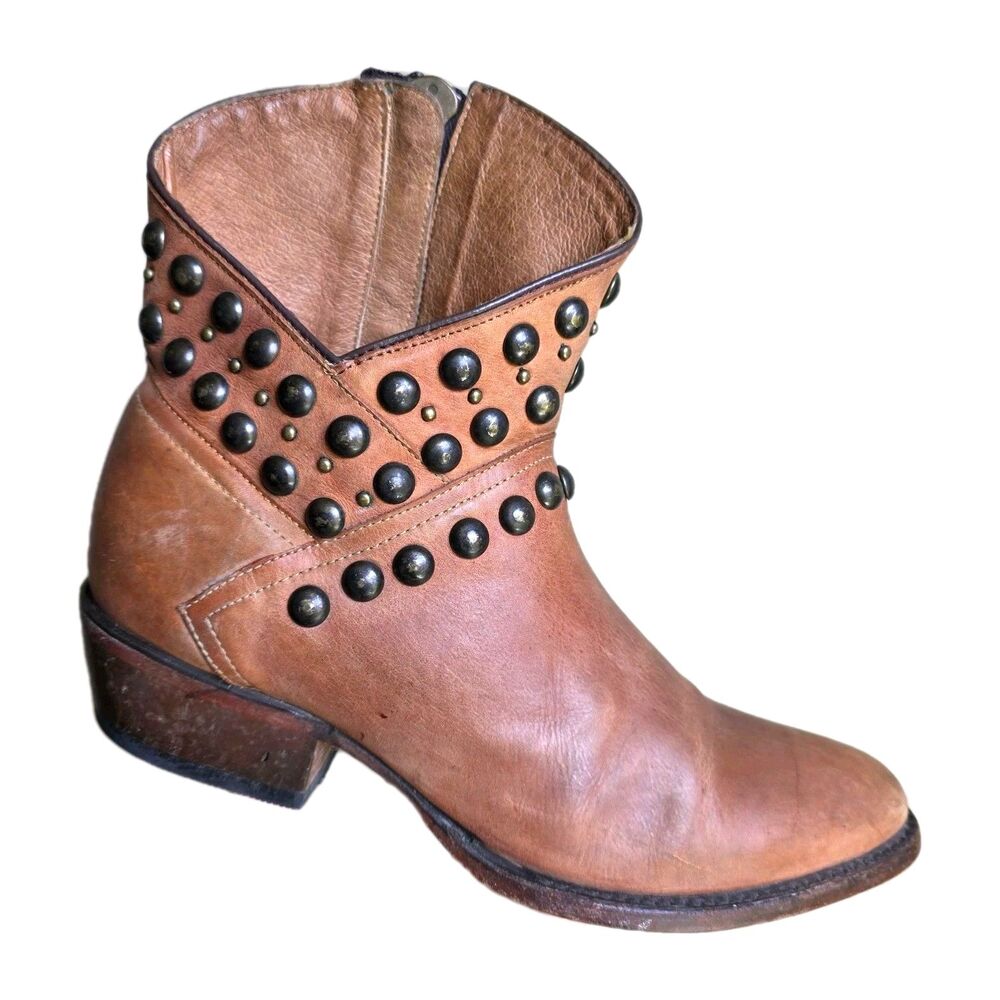 Matisse Studded Western Booties Brown Size 7.5M Women Cowgirl Festival Rodeo